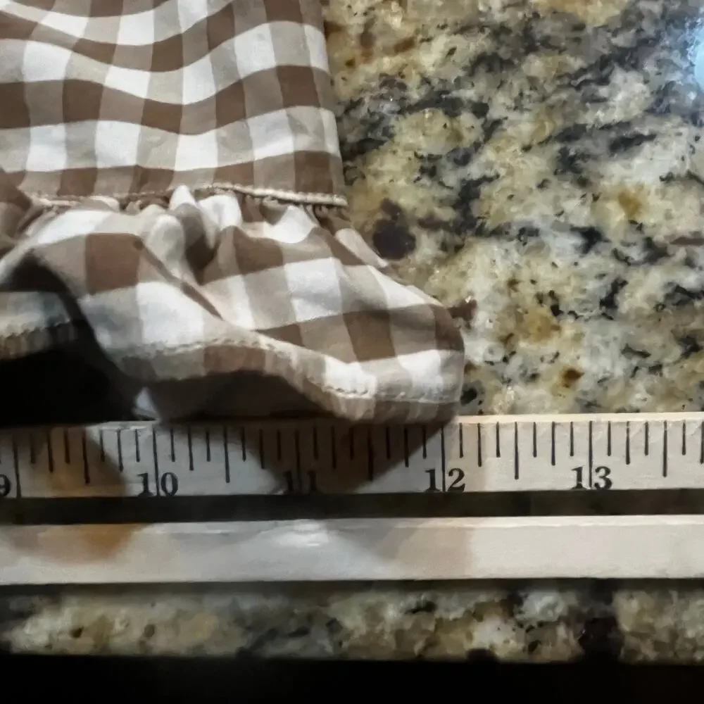 Maeve The Colette Pants 32 Gingham Brown Ruffle Hem Cropped Wide Leg Cottagecore - Picture 8 of 8